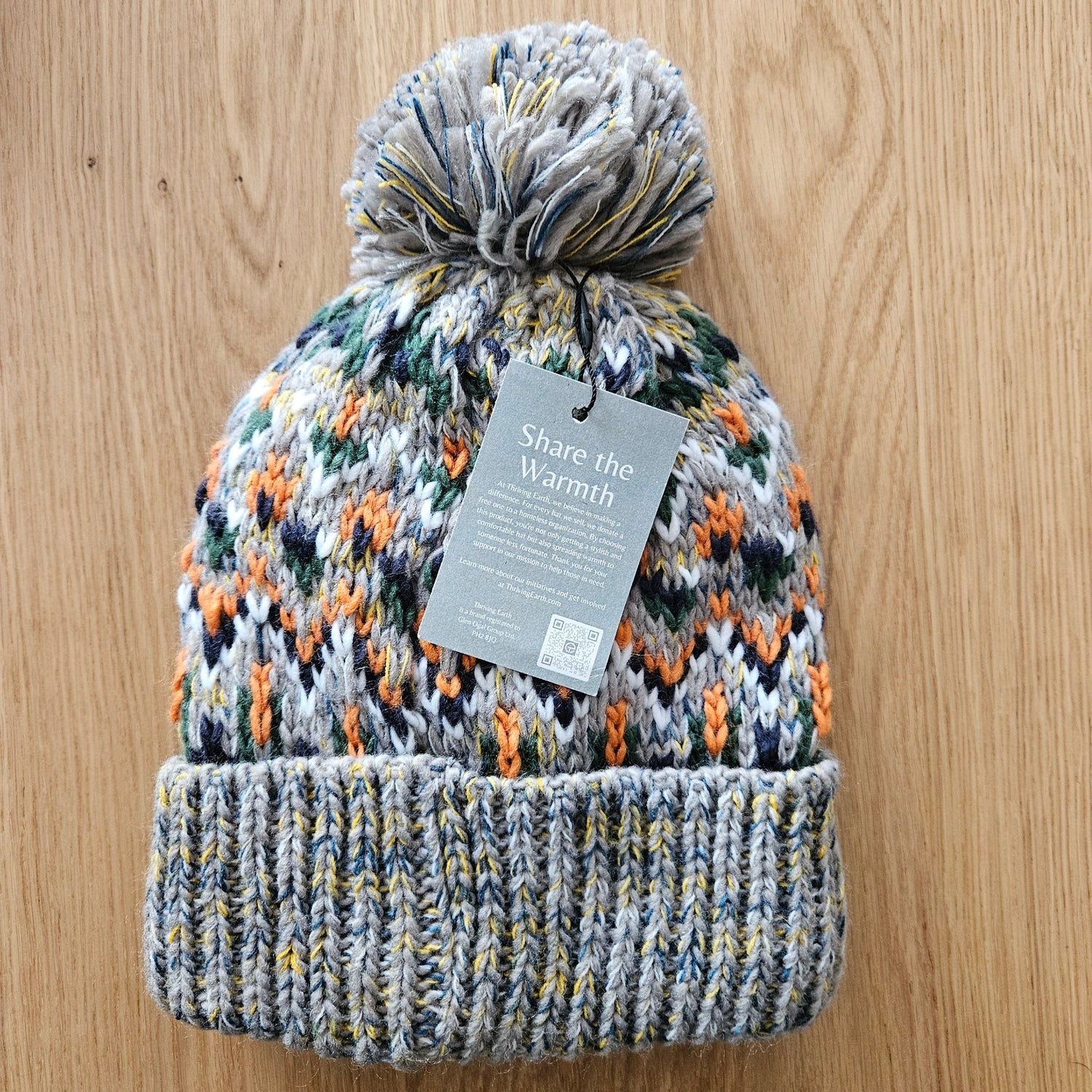 Warm Hat - Orange/Grey