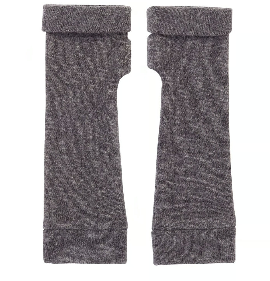 Turtle Doves Cashmere Fingerless Gloves - Grey Charcoal