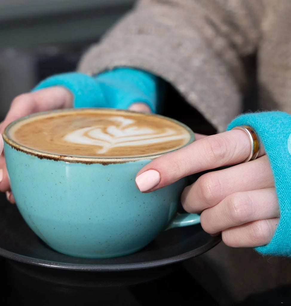 Turtle Doves Cashmere Fingerless Gloves - Turquoise