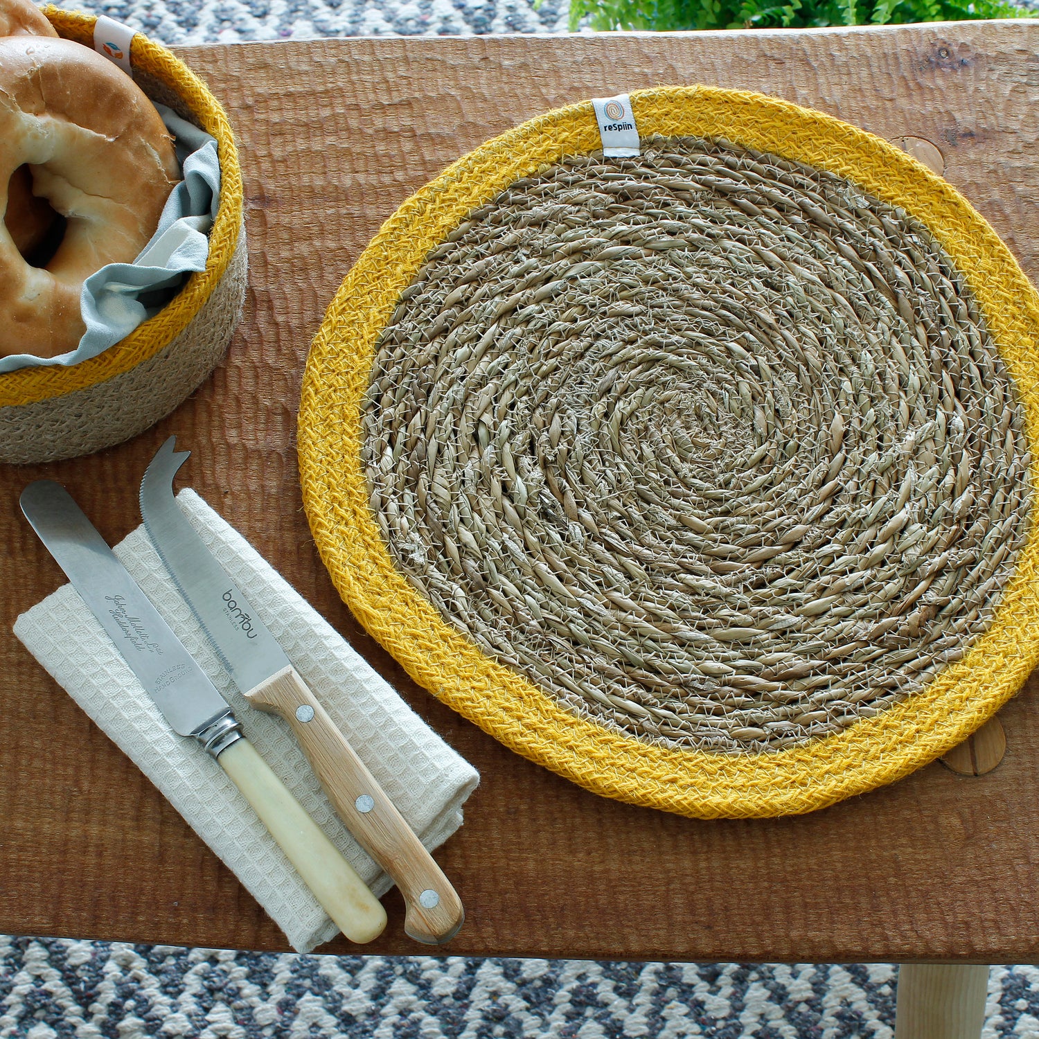 Seagrass & Jute Placemat - Yellow