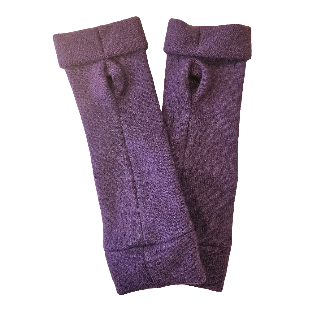 Turtle Doves Cashmere Fingerless Gloves - Purple