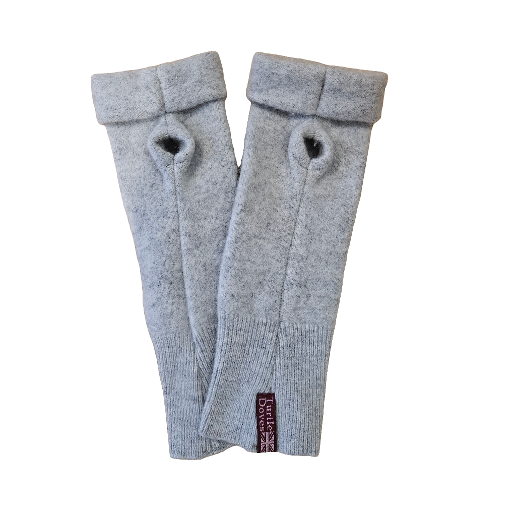 Turtle Doves Cashmere Fingerless Gloves - Light Grey