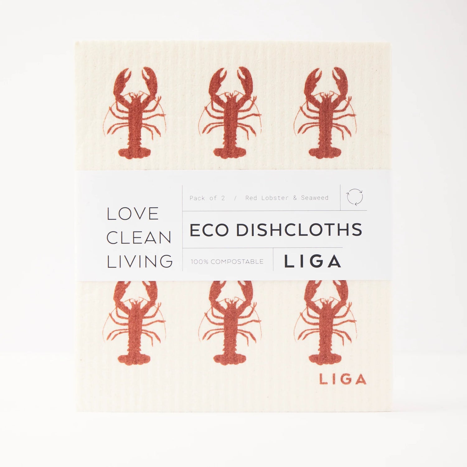 Eco Dishcloths - Red Lobster & Seaweed 2 Pack